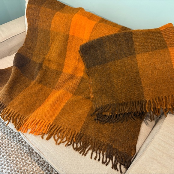 His & Hers Matched Pair Danish Modern Cozy Wool Throw Blankets